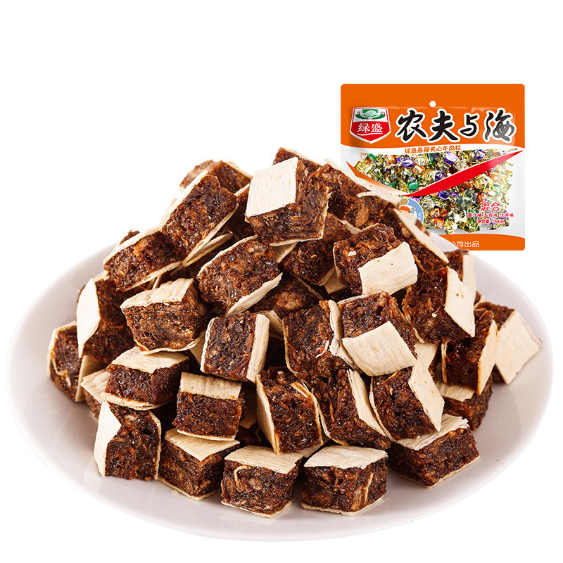 绿盛农夫鱼柳夹心牛肉粒100g零食小吃牛肉丁办公室休闲食品小包装