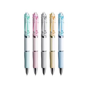 得力按动笔0.5mm子弹头黑笔高颜值ins风速干顺滑黑色笔芯刷题笔学生考试专用笔碳素圆珠笔初中生文具签字笔