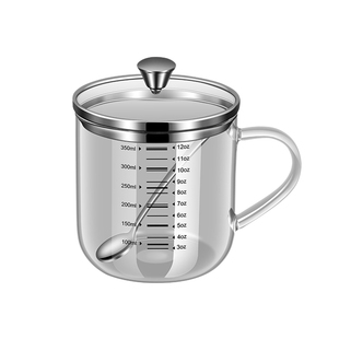 办公室水杯高硼硅玻璃茶杯耐高温带把手带喝果汁咖啡牛奶刻度杯子