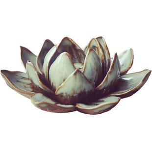 手工香插 妙莲 粗陶泥瓷器莲花荷花复古镇纸香托香座香盘原创禅意