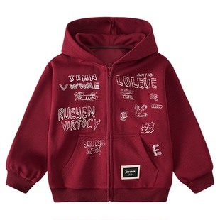 男童外套2025秋装新款儿童春秋款涂鸦连帽卫衣上衣