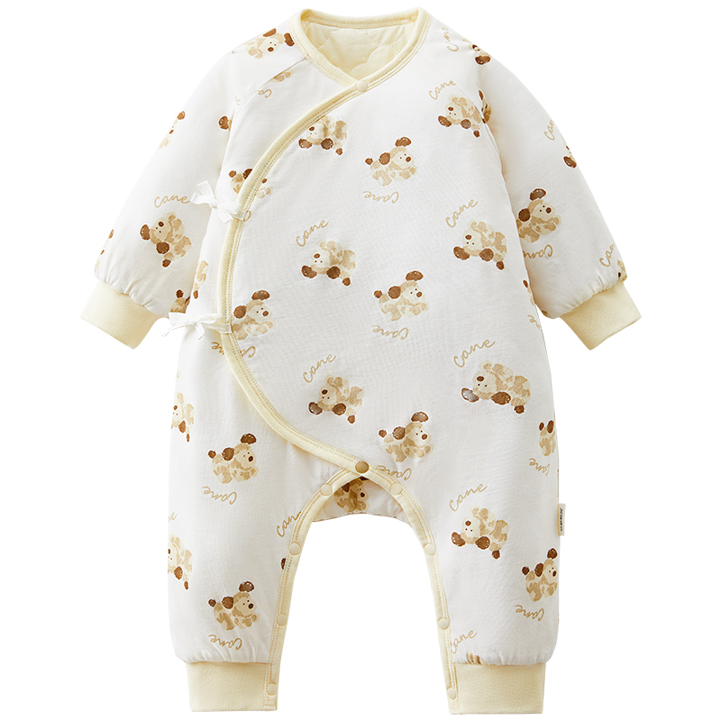 十月结晶粒粒阳光夹棉婴幼儿连体衣夹棉保暖哈衣爬服婴儿衣服冬装