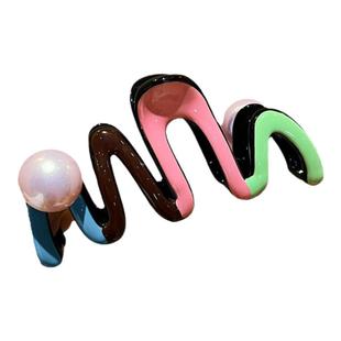 红蓝撞色头发抓夹大号鲨鱼夹发夹女后脑勺2026新款高级感夹子发饰