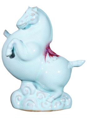 2026马年吉祥物红色陶瓷好运招财马摆件客厅玄关酒柜装饰新年礼物