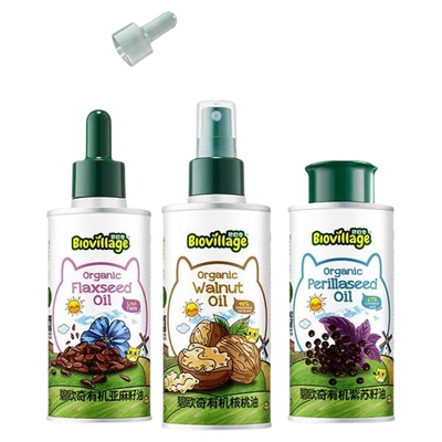 碧欧奇有机紫苏籽油核桃油亚麻籽油食用油儿童热炒油搭配黑芝麻酱