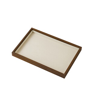 首饰托盘胡桃木纹绒布戒指耳钉手镯项链手串陈列展示手饰品收纳盒