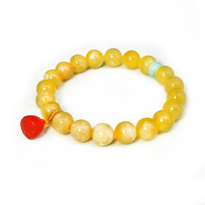 琥珀鸡油黄满蜜俄料手链福品缘