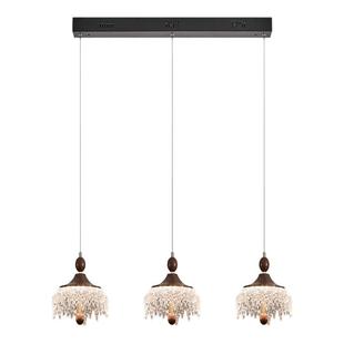 雷士照明中古风餐厅吊灯新款餐桌创意水滴胡桃木色复古壁灯玄关灯