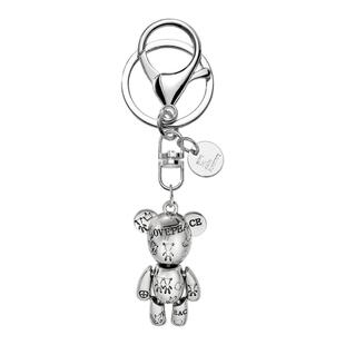 小众设计感可爱卡通字母印花小熊钥匙扣挂件高级感书包挂饰配饰品