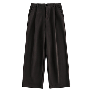 怕生的鹿 春秋复古加厚阔腿毛呢西裤男宽松小众垂感休闲呢子长裤