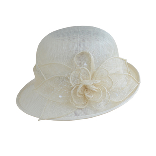 英伦复古优雅麻纱卷边礼帽英式名媛婚礼时装帽亚麻遮阳帽子女夏季