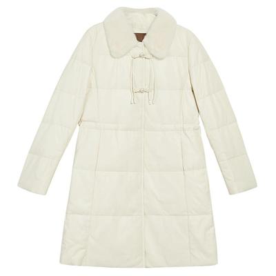 YINER音儿专选女装冬季新中式盘扣中长款水貂毛翻领真皮羽绒服