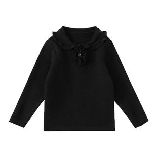 贝贝城女童打底儿童花边领毛衣宝宝洋气内搭小女孩毛线衣服针织衫