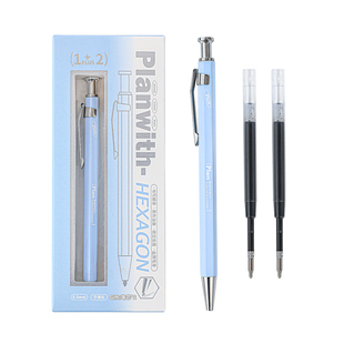 Planwith按动金属中性笔高颜值ins风黑笔2026年新款刷题笔速干顺滑0.5mm签字笔碳素笔学生书写圆珠笔专用