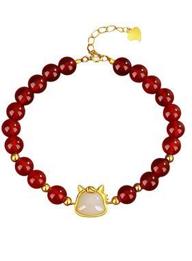 红玛瑙生肖马手串女士马年本命年