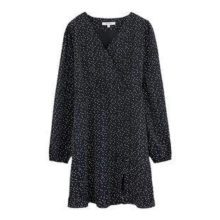 MOUSSY 春季新品优雅淑女波点茶歇裙捏褶连衣裙028HS930-0040