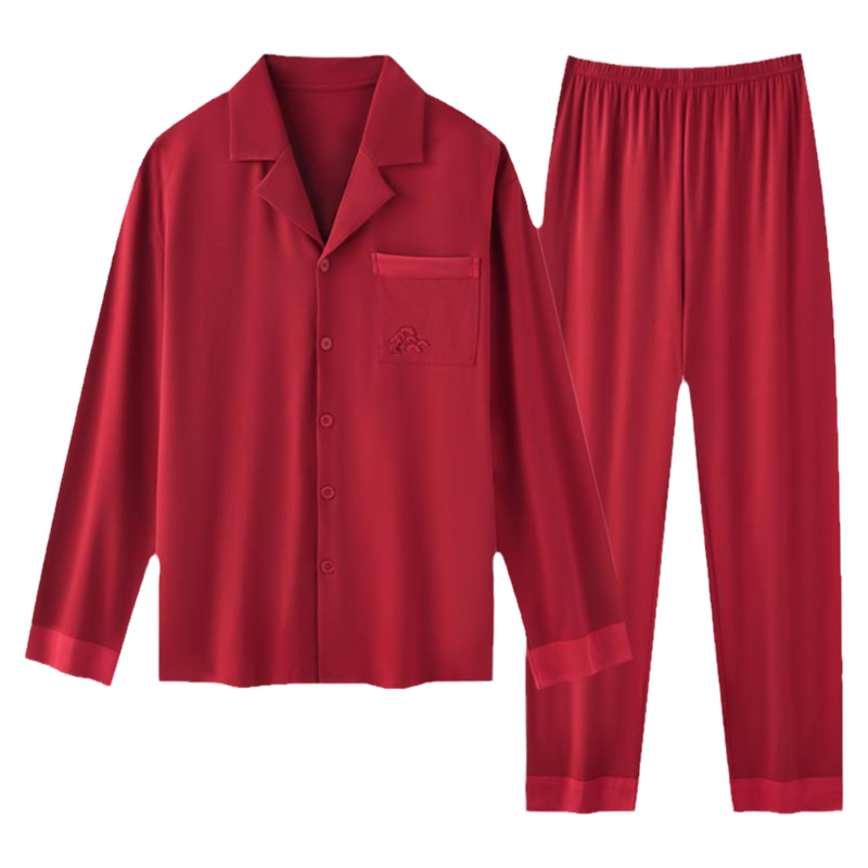 松山福松山棉店红色睡衣家居服套装新中式轻国风结婚马本命年秋冬