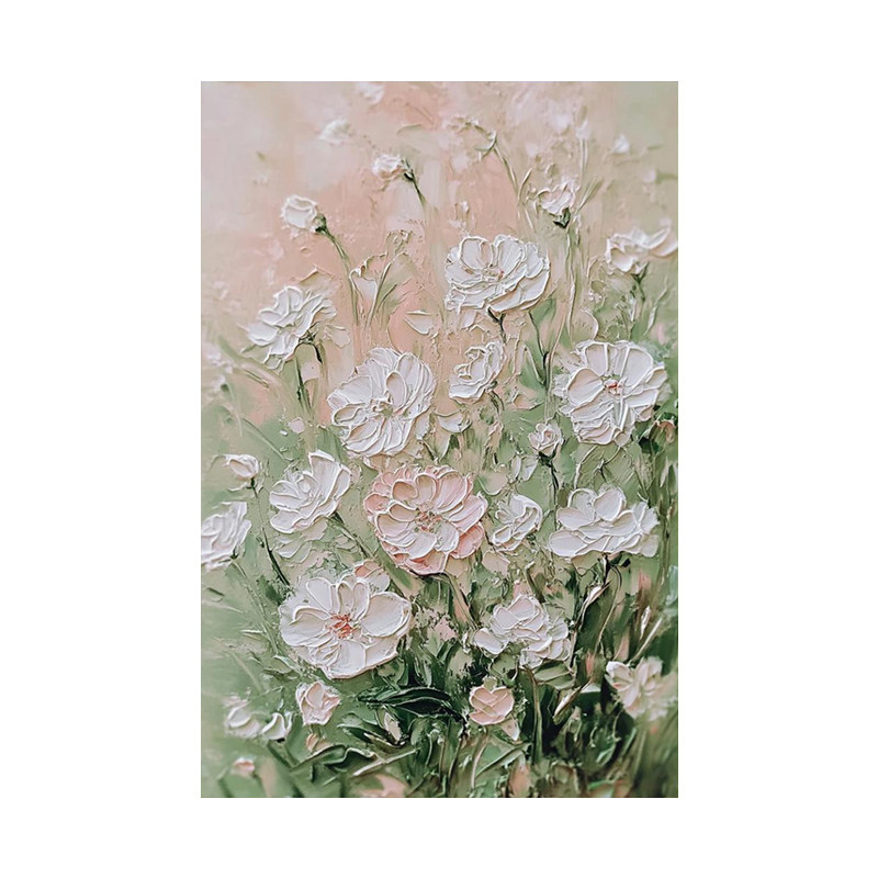 可班手绘油画立体花卉玄关装饰画