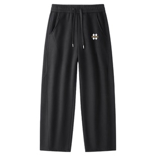 dnnnnx25秋冬简约分割线条字母印花加绒保暖舒适男女百塔休闲卫裤