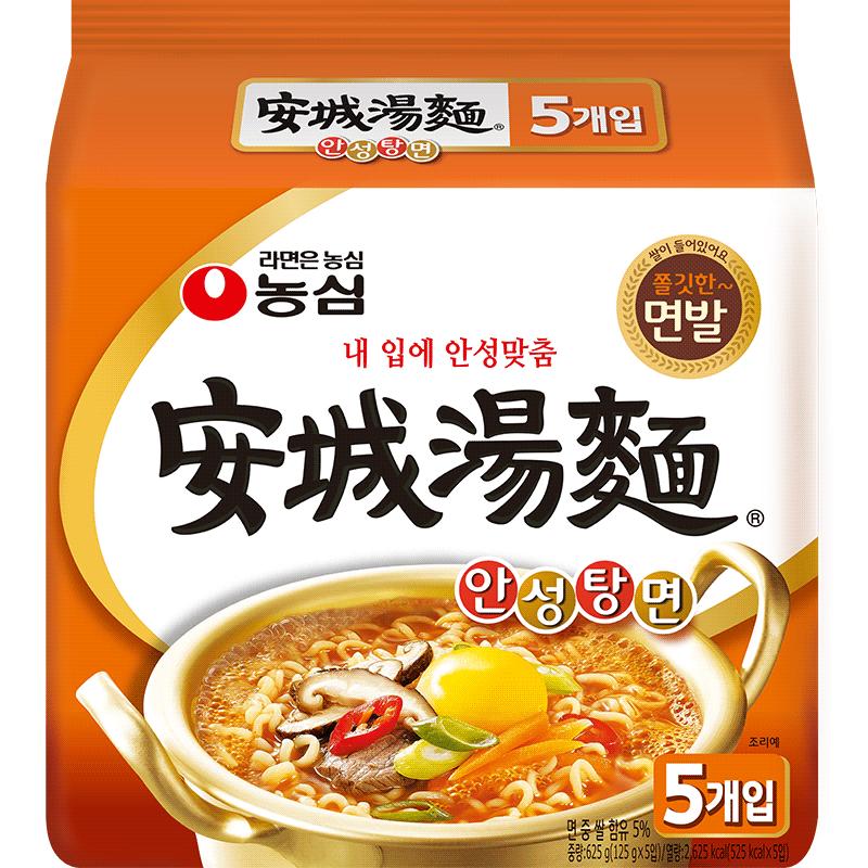 农心韩国进口辛拉面出品安城汤面125g*5方便面韩国泡面速食食品