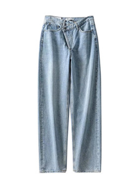 欧美风高腰不规则老爹休闲裤长裤