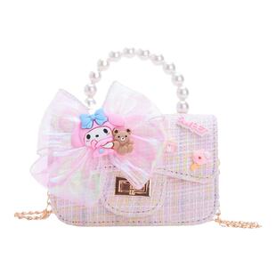 新款儿童包包可爱卡通斜挎包时尚珍珠手提包小香风女孩洋气装饰包