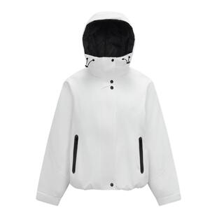 森马羽绒服女冬季轻薄80绒子宽松连帽插肩袖撞色上衣简约潮酷外套