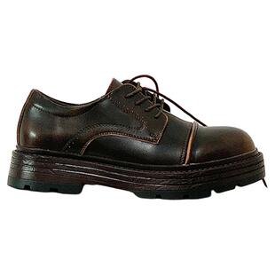 一元木公【牛皮拼接】复古通勤真皮大头皮鞋男休闲小众厚底德比鞋