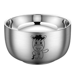 不锈钢碗食品级儿童饭碗家用汤碗勺个人专用餐具防烫防摔十二生肖