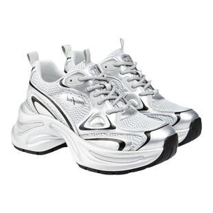 fed银色老爹鞋春季新款女鞋厚底增高鞋透气休闲鞋女D0408-ZCA358