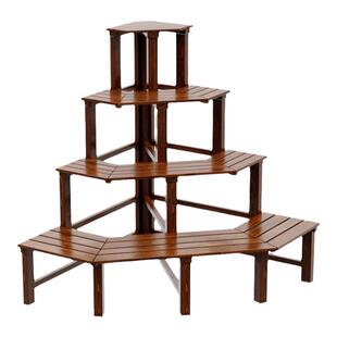 户外防腐木阳台转角花架子墙角多层阶梯拐角多肉植物摆放架落地式