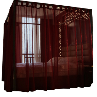 北欧ins床幔纱帘家用民宿四柱架子床定制东南亚浪漫系唯美风格