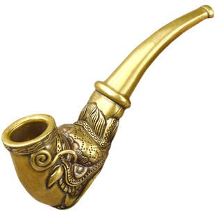 老式烟斗男士手工雕龙烟斗貔貅旱烟袋锅传统黄铜大烟锅子男士礼物