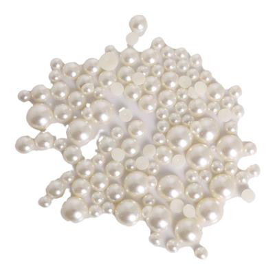 diy米白色平底珠子发饰品戒面