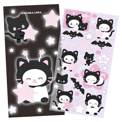 【包邮】韩国angoralora万圣节主题闪膜咕卡贴纸手账diy可爱素材