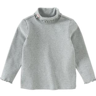 戴维贝拉儿童长袖T恤秋冬新款女童洋气花边上衣打底衫小女孩内搭