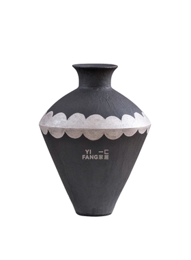 一匚大丹陶瓷银彩艺术花器摆件