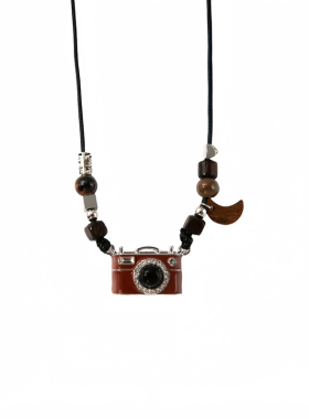复古相机吊坠项链女小众风毛衣链