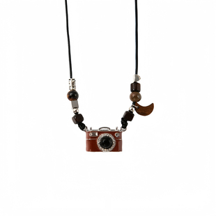 复古相机吊坠项链女轻奢高级感风毛衣链个性串珠百搭锁骨链配饰