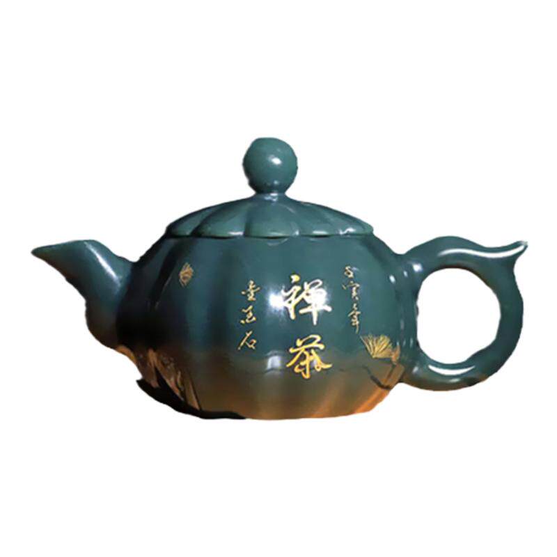 新疆和田玉青玉茶壶摆件
