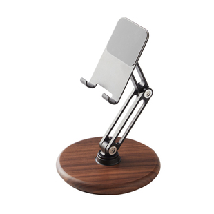 胡桃木实木手机桌面支架创意可调节旋转升降懒人支架ipad平板撑架