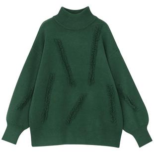 SLY奥莱 春季高领落肩袖内搭磨毛设计毛衣女030FAY70-4160