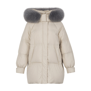 鹅绒大毛领羽绒服女中长款2025冬季新款高级感轻奢宽松流行厚外套