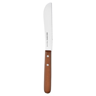 霜山不锈钢面包刀吐司切片刀三明治锯齿刀切法棍专用樱桃木黄油刀