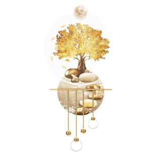 轻奢发财树入户玄关装饰画高档LED带灯发光走廊尽头挂画大气壁画