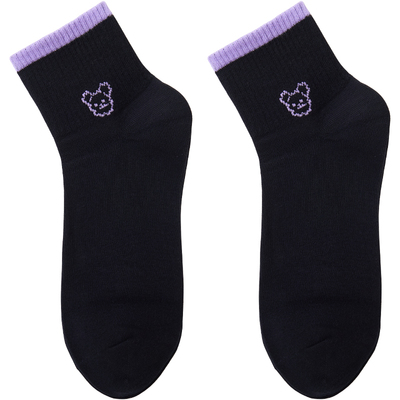 浪莎春秋冬季纯棉中筒袜子女