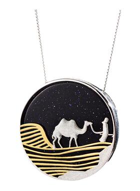 之夜骆驼金沙石s925女款吊坠