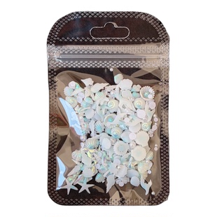 海洋风美甲饰品100pcs白色珍珠贝壳海星装饰材料包大包装渐变彩AB