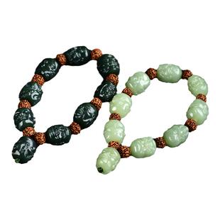 新疆和田玉十八罗汉手链正品玉石佛头手串男士手把件罗汉头把玩件