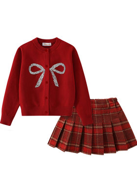 D.Bkyer女童红色过年衣服jk裙子